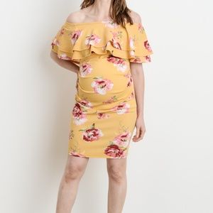 <CMD1728C> Floral Off-Shoulder Maternity Dress